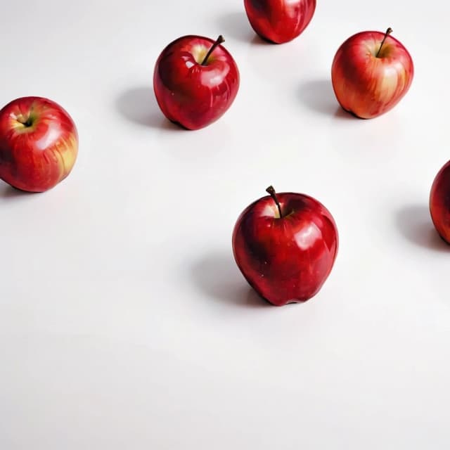 a red apple on a white table