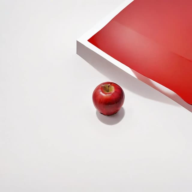 a red apple on a white table