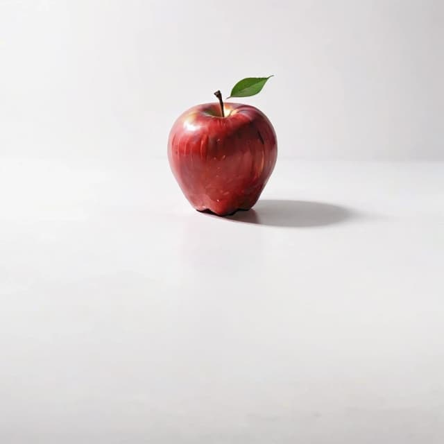 a red apple on a white table