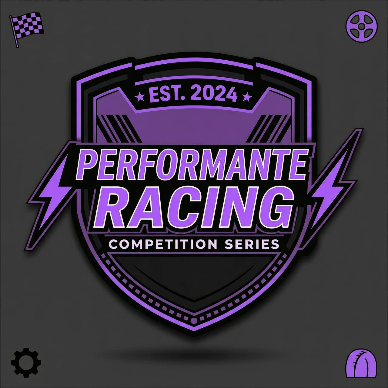 Создай наклейку на машину Perfomante Racing без лишнего в черно фиолетовых цветах