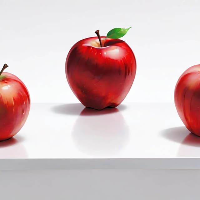 a red apple on a white table
