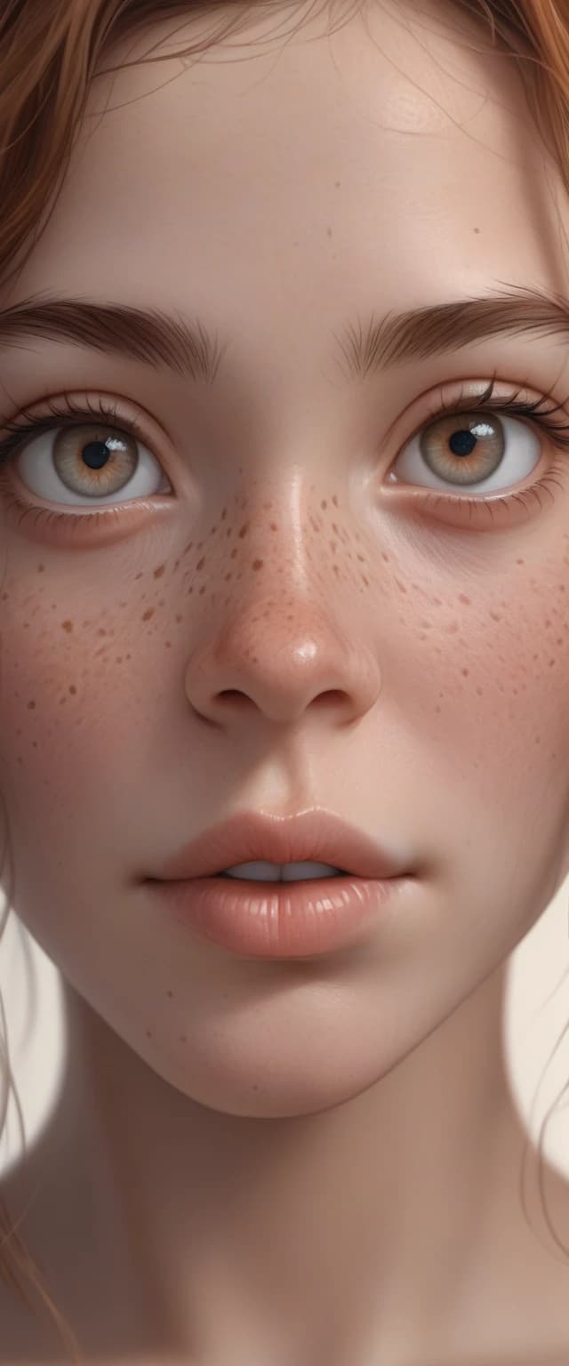 Create a conceptual, photorealistic portrait of a young woman, strictly retaining her original facial features, eye shape, nose, lips, proportions, and skin tone from the reference. The woman is centered in the frame. She has fair skin with a scattering of freckles, large expressive eyes, and natural soft-peach lips. She looks directly into the camera with a slight, dreamy smile.
​She has extremely long, thick, shiny, wavy brown hair cascading below her hips. Her hair is styled into an intricate, masterpiece haute-couture coiffure: the lush waves and complex braids are artfully intertwined with hyper-realistic, large, fresh Siberian cedar pine cones. The styling is done with the expertise of a fashion historian, seamlessly integrating the textural cones. The cones feature realistic woody scales with tiny, glistening drops of amber resin, subtly framed by delicate deep-green pine needles, creating the effect of a majestic botanical crown.
​She is wearing a masterpiece conceptual haute-couture dress inspired by the anatomy of a cedar cone. The bodice features an architectural design of overlapping, scale-like layers made of rich velvet and heavy silk in deep browns, bronze, and malachite greens, perfectly mimicking the elegant geometry of a pine cone, embellished with delicate gold thread embroidery.
​On her ears are exquisite, professional artisan jewelry earrings featuring a classic English lock (leverback clasp). The earrings are masterfully crafted from metal into the shape of Siberian cedar branches—not merely attached sticks, but featuring graceful, artistic curves and elegant Art Nouveau floral patterns, with every metallic needle intricately sculpted.
​The background is a solid, muted olive-green tone, enhancing the warmth of the woody color palette and creating a beautiful contrast. The lighting is soft studio lighting with delicate highlights that accentuate the skin texture, the shine of her hair, the architectural details of the dress, and the fine jewelry work. The style is a modern fashion concept, blending high fashion, high jewelry, and botanical motifs. The atmosphere is mysterious, fresh, and highly artistic. High detailing, ultra-realism, natural skin texture, sharp focus on the face, 8K, cinematic color grading, no text, no logos, no watermarks. --no text, logos, watermarks --ar 9:16
Тон кожи сияющий с использованием хайлайтера (эффект влажной кожи)
Веснушек нет.