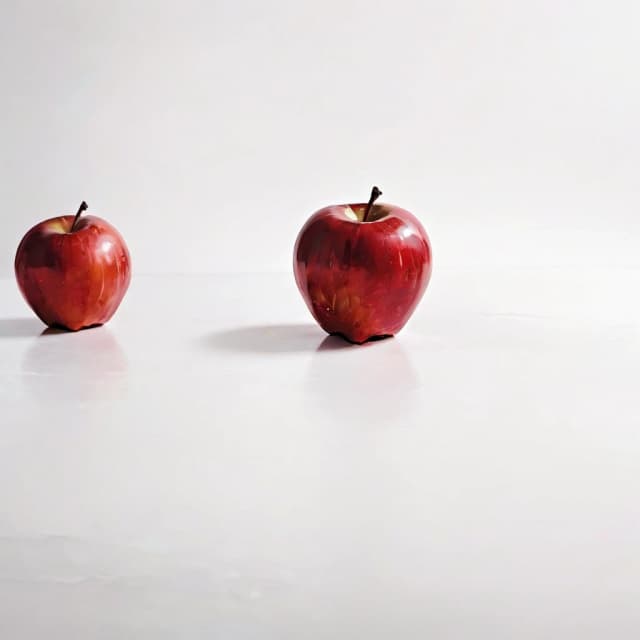 a red apple on a white table
