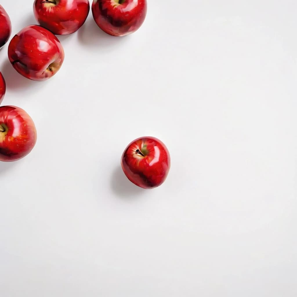a red apple on a white table
