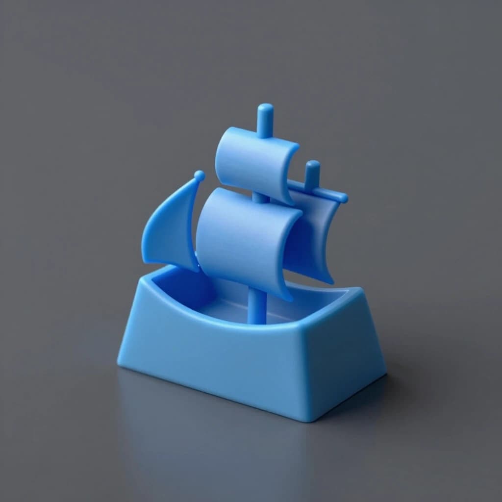 Keycap in the form of a ship with Sails