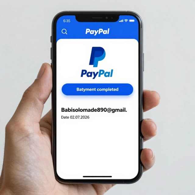 PayPal payment completed phone app for 125 dollars to babysolomade890@gmail.com date 02.07.2026 make it real like the money really sent