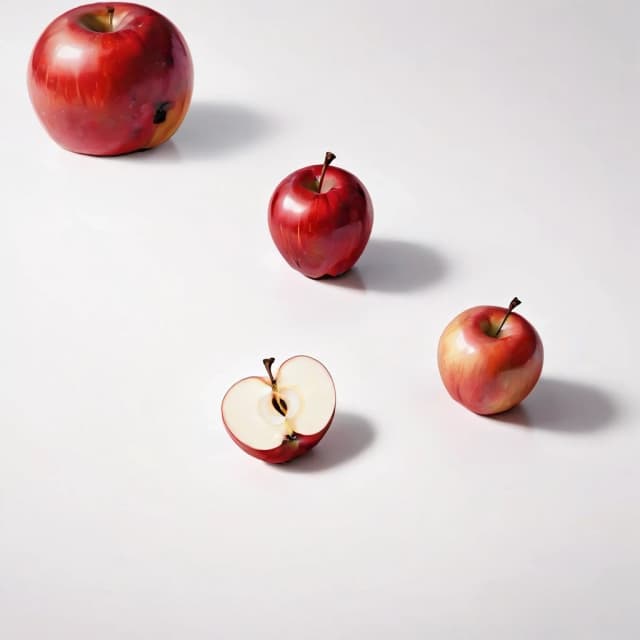a red apple on a white table