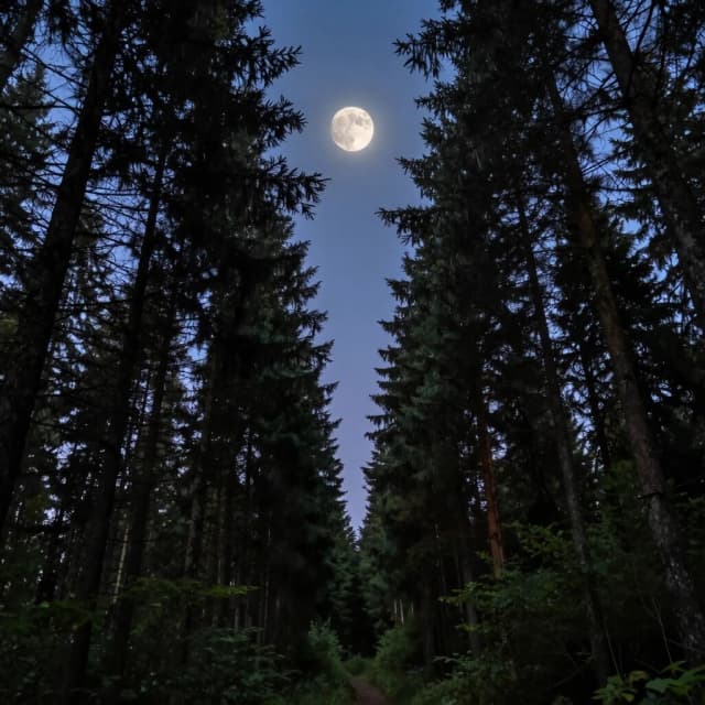 Лес с деревьями до луны