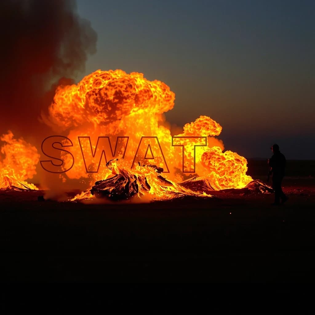 сделай картинку с надписью SWAT чтоб на заднем фоне был огонь