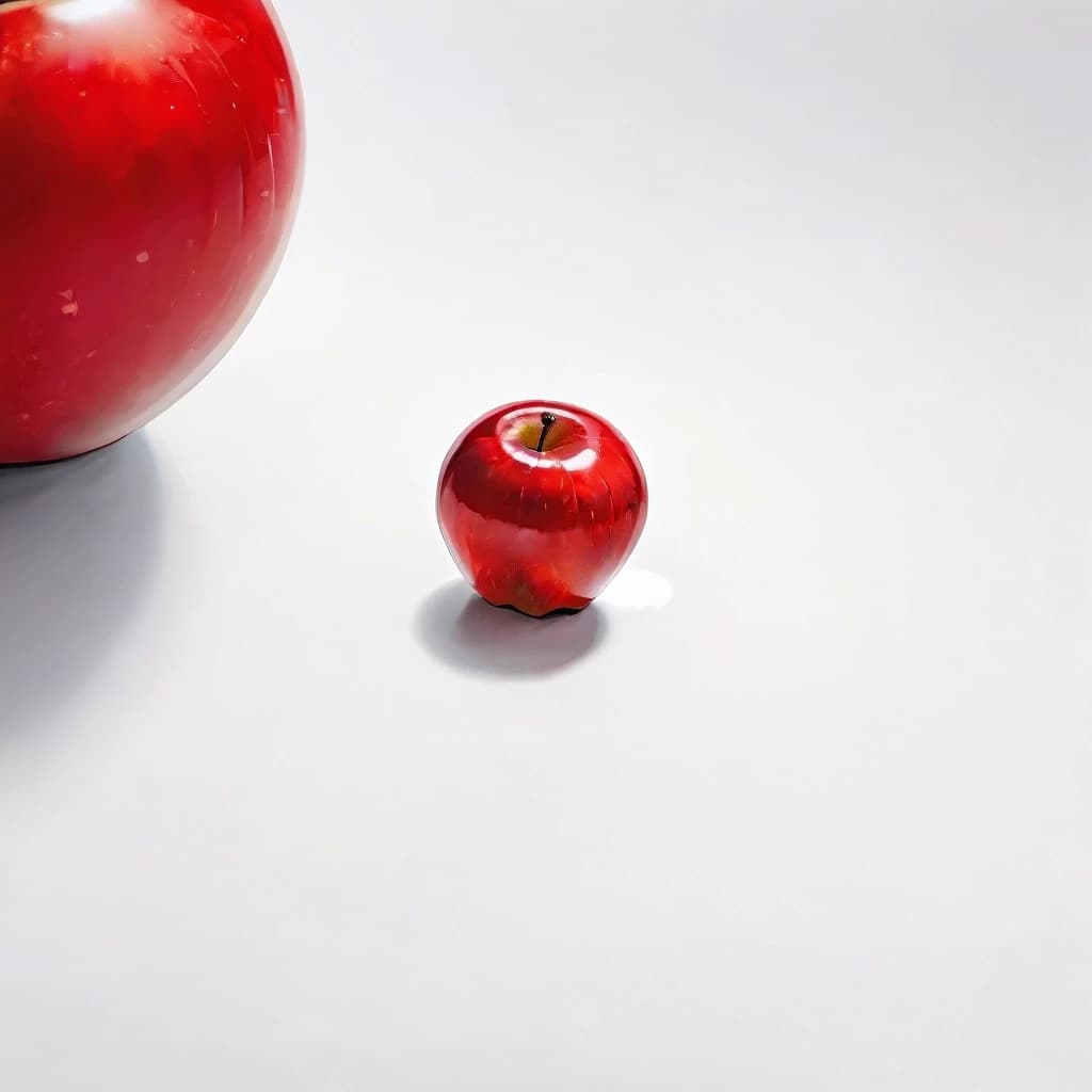 a red apple on a white table