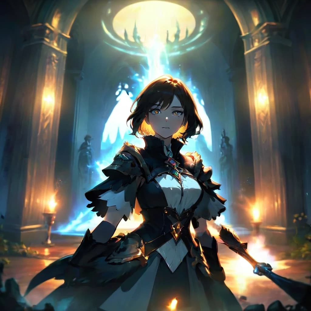 Aristocratic Irresistible Female Hunter, Panorama, Gloomcore, pov, fine artistic composition, magical atmosphere, cinematic perfect intricate stunning fine detail, background inspired, ambient illumination, sublime, great composition, theatrical, illustrious quality