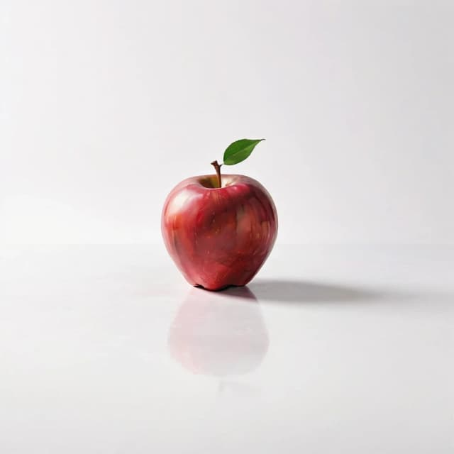 a red apple on a white table