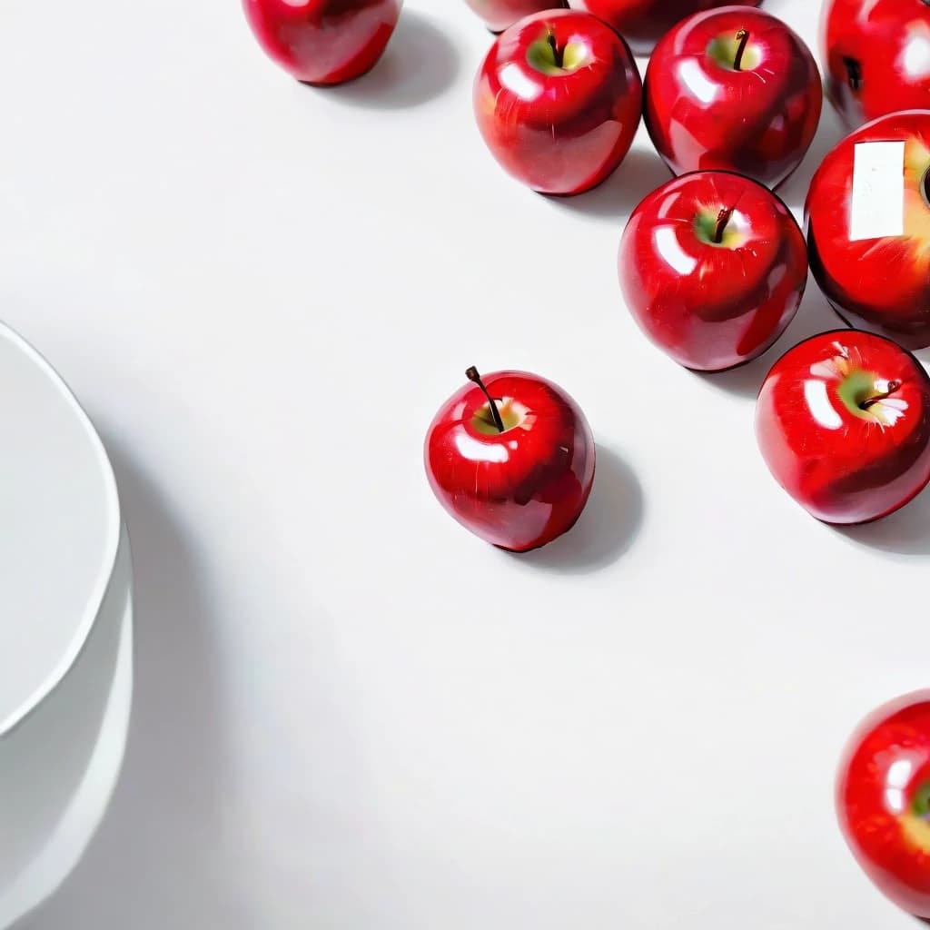 a red apple on a white table