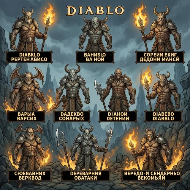 создать картику с изображением всех существующих верчий игры Diablo