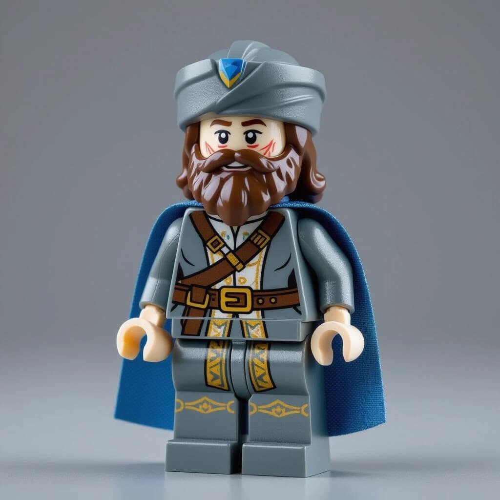 [Ivanushka the Fool, Simpleton the Wise - LEGO-style collectible minifigure, studio lighting,
product photography, white background, 3D rendering quality] + [matte plastic texture, injection-molded ABS plastic appearance, visible molding lines, signature LEGO seam lines on the arms and legs, subtle highlights on curved surfaces, vibrant primary colors, LEGO palette: gray, white] + [Proportions: 12mm cylindrical head, trapezoidal torso with power grip, C-shaped hands with 3.18mm grip holes,
rectangular legs with articulated hips] + [Caftan: long gray with patches.
Headwear: old gray felt hat. Footwear: bark sandals.
Accessories: gray old mittens.
[Camera: 85mm lens, f/8, isometric angle 15° above horizon.
Lighting: Softbox setup, minimal shadows, rim light for crisp plastic.
Rendering: Subsurface Scattering 0.1, Plastic Shader with soft reflections.
Background: Pure white #FFFFFF, light shadow]
What is PROHIBITED: Using the trademarks "LEGO," "LEGO minifigure," or "Minifigure"
Copying brand designs (specific CMF prints)
Using the LEGO logo
What you can do: Describe the style: "plastic construction set"
Specify the characteristics: "interlocking" aesthetic of a brick system
General terms: "building block figure," "minifigure construction set." Protected Statement: Original character design inspired by the aesthetics of building blocks, excluding trademarked elements, the general style of the interlocking brick system, fan art dedicated to the culture of plastic building.
PROHIBITED: Use of the trademarks "LEGO," "LEGO minifigure," or "Minifigure"
Copying brand designs (specific CMF prints)
Using the LEGO logo
What is allowed: Describe the style: "plastic building block style"
Specify characteristics: "interlocking brick aesthetic"
Use generic terms: "building block figure," "building block minifigure"
Protected Statement:
Original character design inspired by the aesthetics of building blocks,
excluding trademarked elements, the general style of the interlocking brick system,
fan art dedicated to the culture of plastic building.