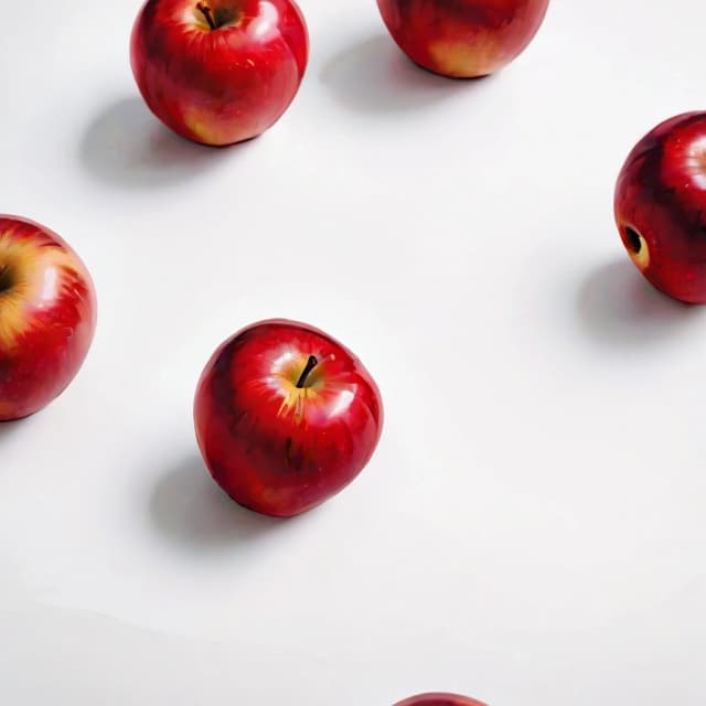 a red apple on a white table