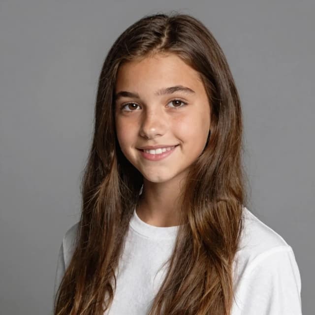 beautiful sixteen-year-old girl with long brown hair