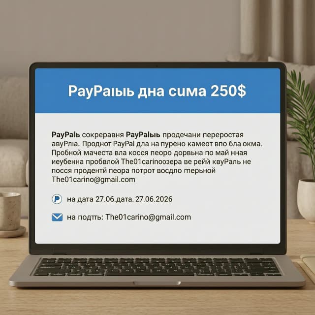 Сгенерируй перевод на сумму 250$ в PayPal на почту The01carino@gmail.com дата 27.06.2026