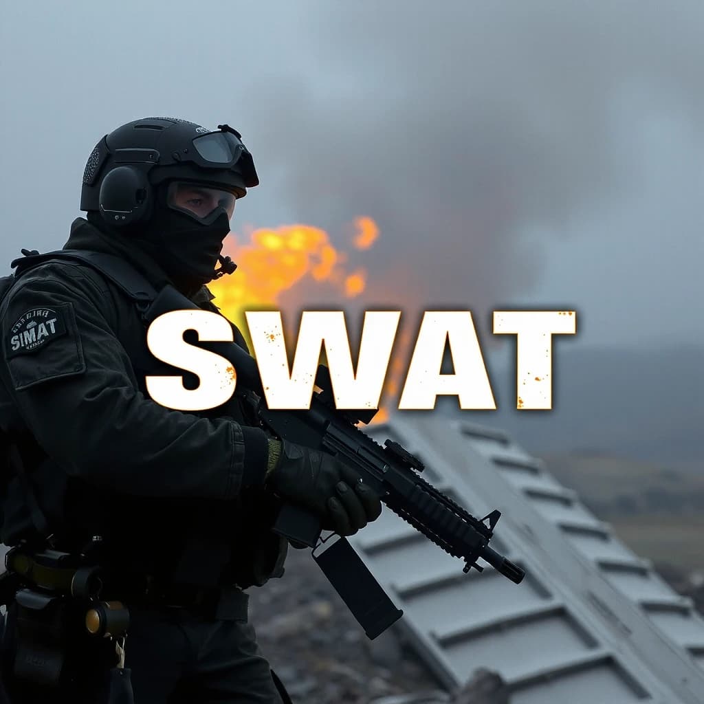 сделай картинку с надписью SWAT чтоб на заднем фоне был огонь