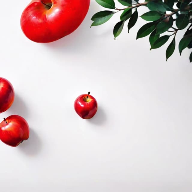 a red apple on a white table