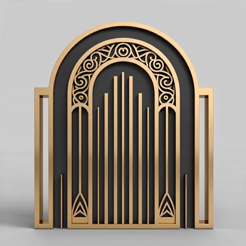 create an ornamental patterned golden art nouveau arch