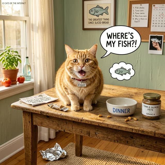 кошка которая говорит wheres my fish!