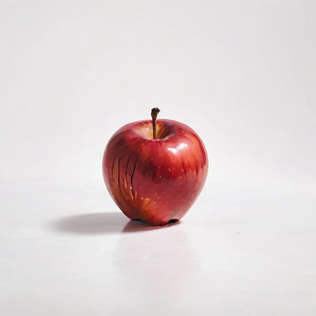 a red apple on a white table