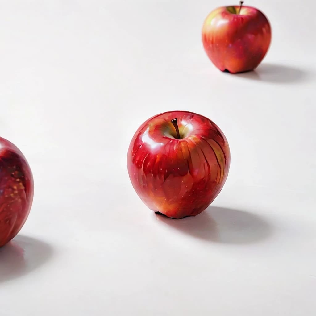 a red apple on a white table