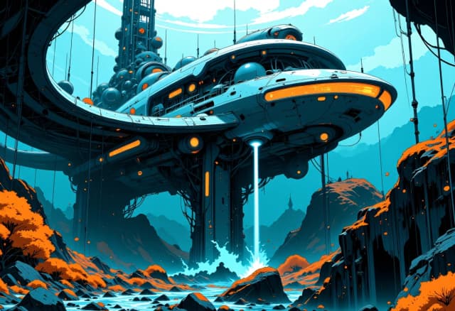 Futuristic underwater military base in the oceanic depts
