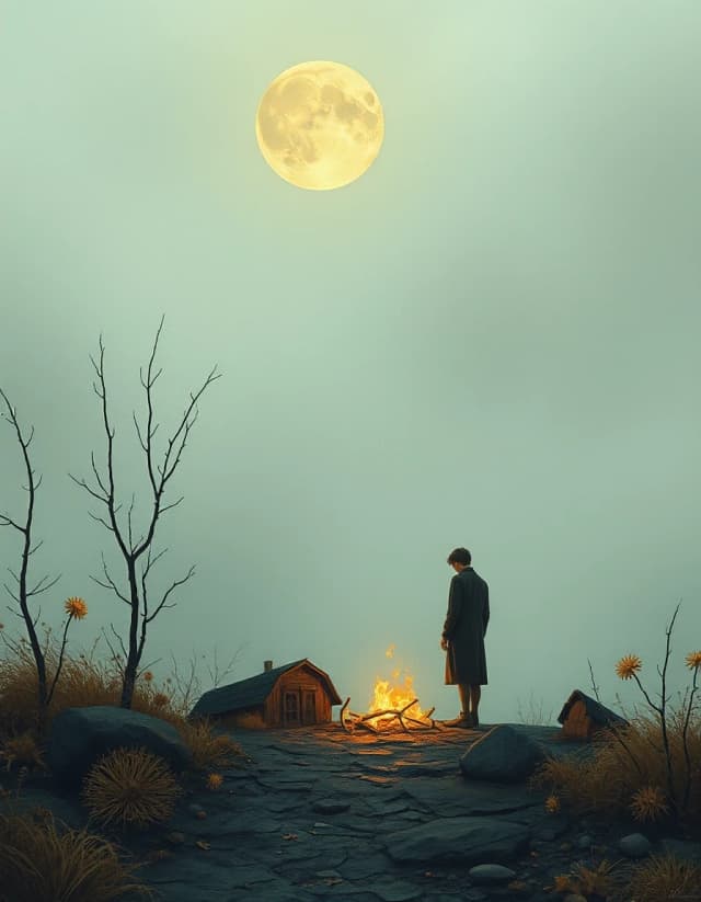 The last day in life, surreal,whimsical, The last day in life, surreal,whimsical, emotional, perfect details, insane detail, foggy, Soft and dreamy, omg how beautiful, Iustration, detailed , oil painting style, in the style of Leonora Carrington, eerie cinema, minimalist luxury, masterpiece artwork, textured. award- winning art, museum- quality. surprise me and create the perfect tecnic picture ,dreamlogic,