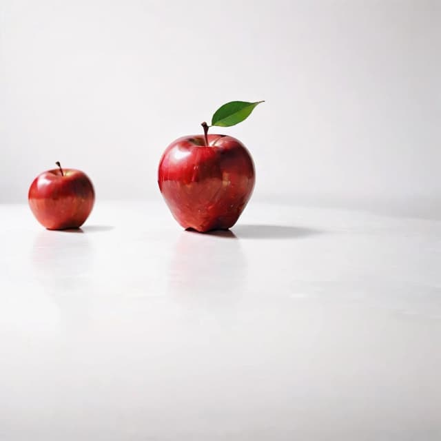 a red apple on a white table