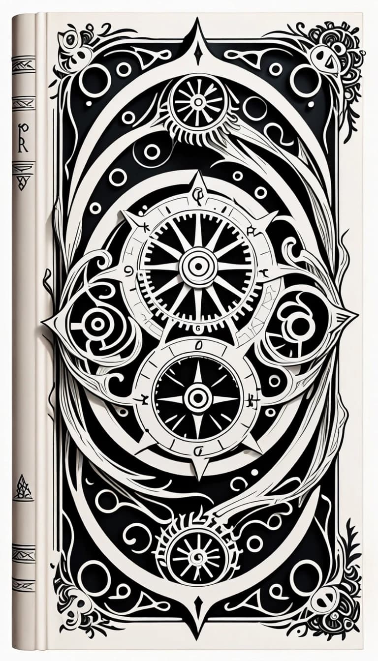 A symmetrical book chapter divider element, isolated on a solid white
background. In the exact center, there is a tiny, elegant mechanical gear shift
lever ornament with glowing mystical rune symbols carved around its base.
Delicate, thin waves and stylized sea kelp lines spread out horizontally to the
left and right from the center. Black and white ink line art, clean silhouette,
engraving style, sharp details, vector icon.