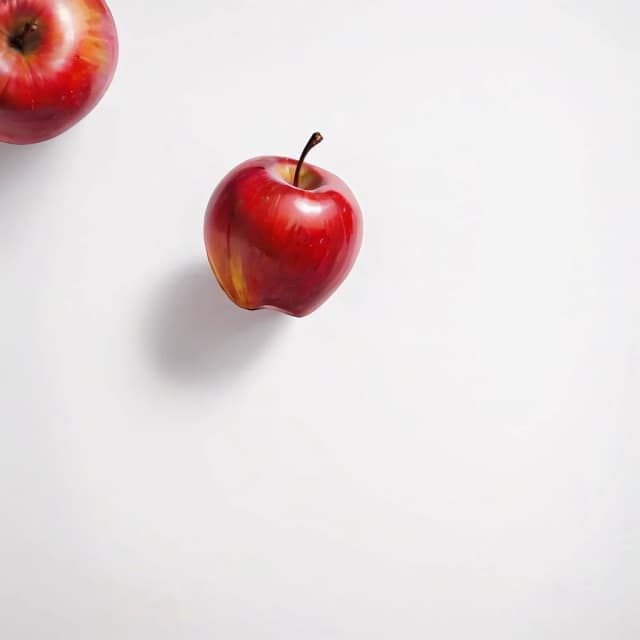 a red apple on a white table
