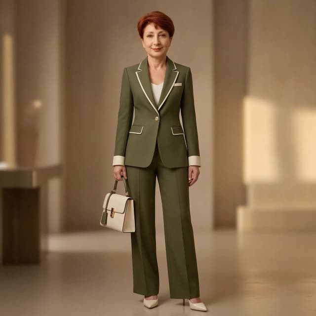 Photorealistic portrait of the same woman, maintaining her exact facial features, ethnicity, age, and hair texture, now wearing the specific outfit from the reference image. The clothing should fit her perfectly, showcasing intricate fabric textures like silk, lace, or heavy wool, with high-fidelity details of stitching and patterns. Cinematic lighting with soft rim light to define her silhouette and subtle volumetric shadows to create depth. Composition is a medium shot, focusing on the elegance of the attire and her natural pose. The background is a tastefully blurred, high-end interior or a soft atmospheric studio setting to ensure all focus remains on the subject. High fashion photography style, 8k resolution, shot on 85mm lens, sharp focus, hyper-realistic skin textures, elegant and sophisticated mood.
