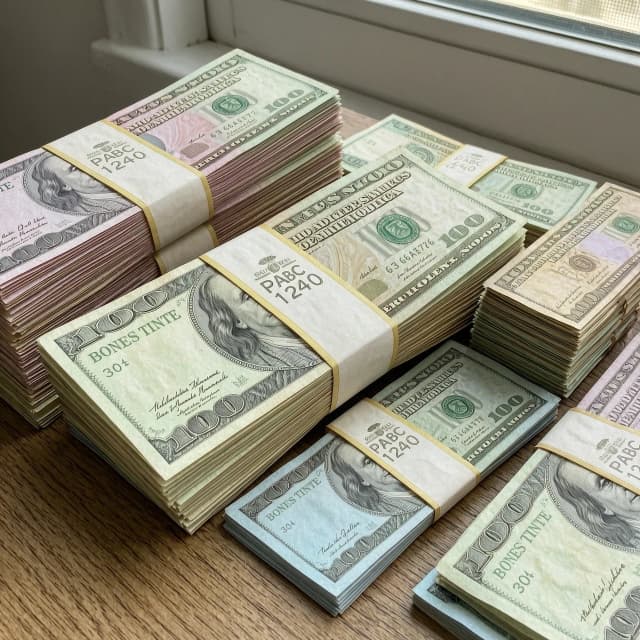 Rubles folded into stacks