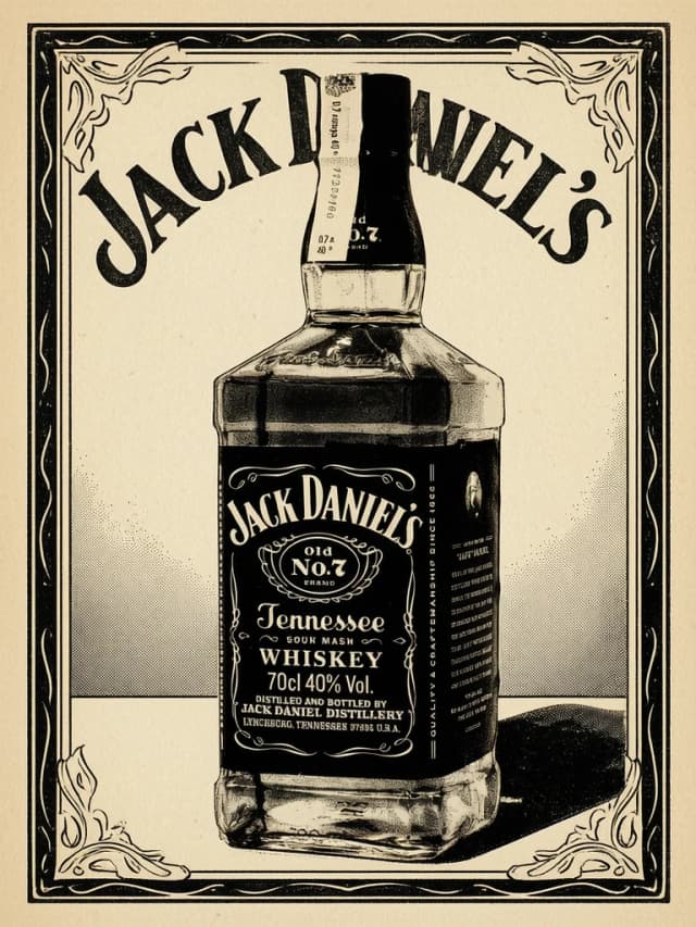 отлично, теперь в том же самом стиле сделай изображение виски Jack Daniel's
