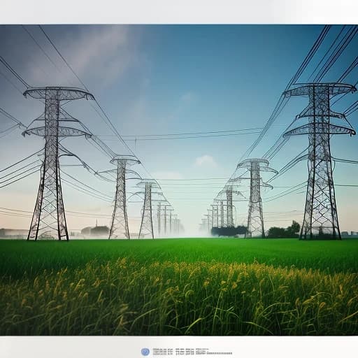 a field of green grass with power lines in the background, vector technical documents, electrons, panoramic photography, unsplash, visible sky and humid atmosphere, totalitarian setting, high voltage, connected, rustic yet enormous scp (secure, oil lines, hdpe, round-cropped