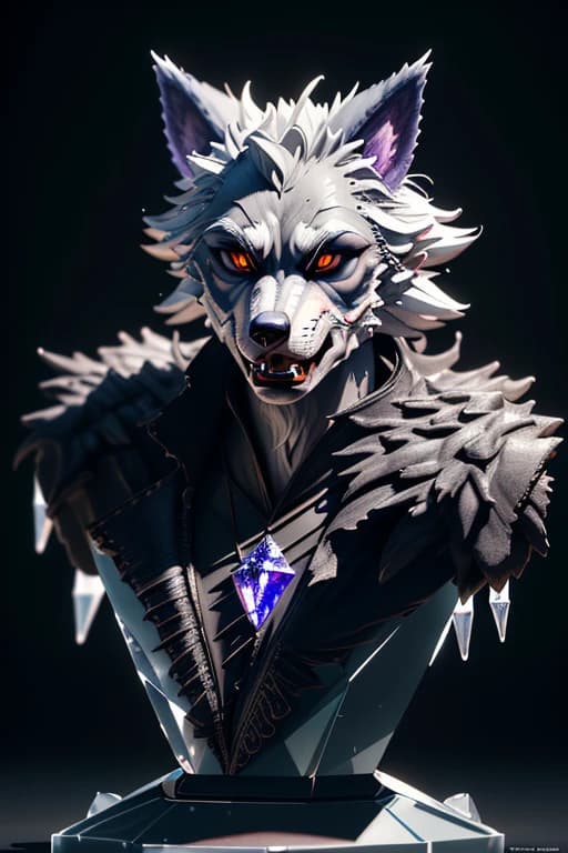 Werewolf made out of crystal, crystal, crystal, highly detailed, 8k, trending on artstation, rendered in octane and blender