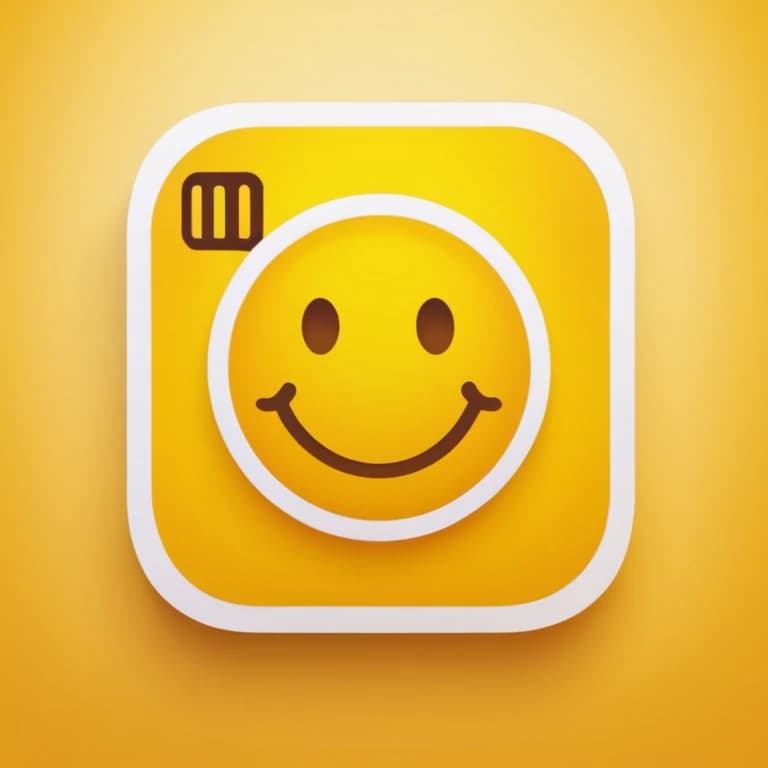 Closeup of instagram logo with smile in yellow color, smile on instagram logo, instagram smiley face, transparent background