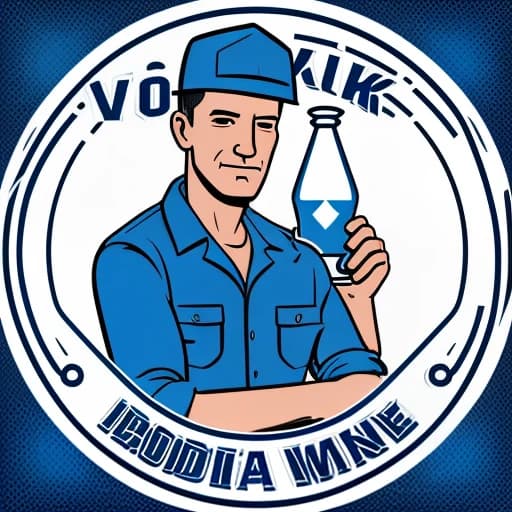 Нарисуй мужчину, который работает на производстве водки. Работает он на конвейерной линии. Одет в синюю форму.
Сделай картинку светлой