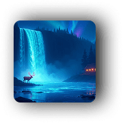deer and waterfall