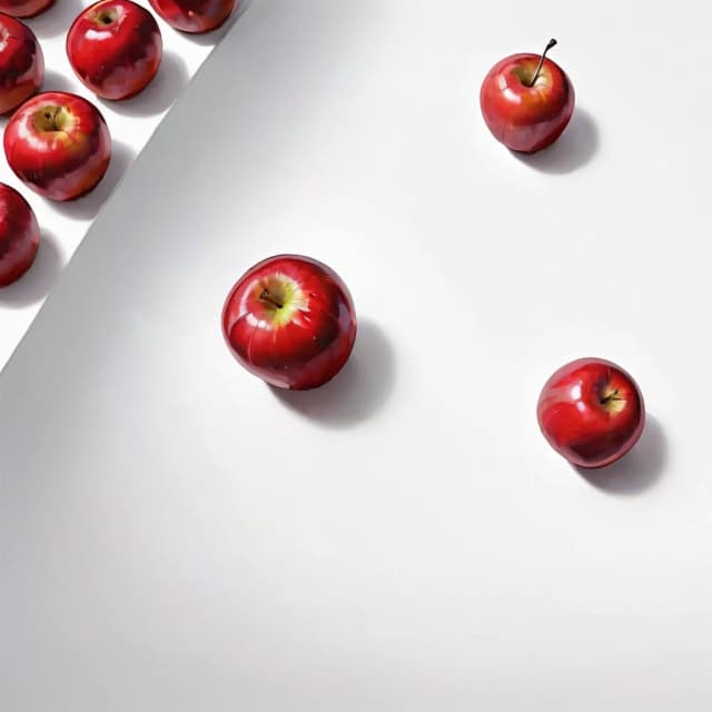 a red apple on a white table