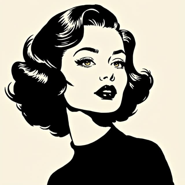 “A beautiful woman, in an expressive, messy mid-century modern ink-blot style. Rough gestural black ink dry-brush strokes with visible bristles and ink splatter. Minimalist composition on textured, grainy cream paper. Duo-tone limited palette featuring black and one muted, desaturated soft accent color. Imperfect hand-drawn lines, heavy ink bleed, raw edges, gritty screen-print texture, intentional smudges, and loosely applied flat color blocks that don't align with the linework.”