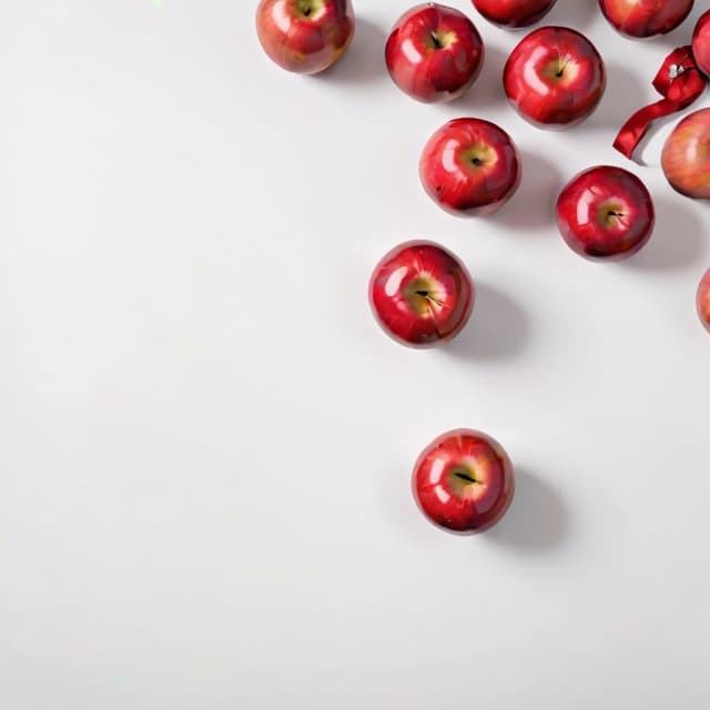 a red apple on a white table