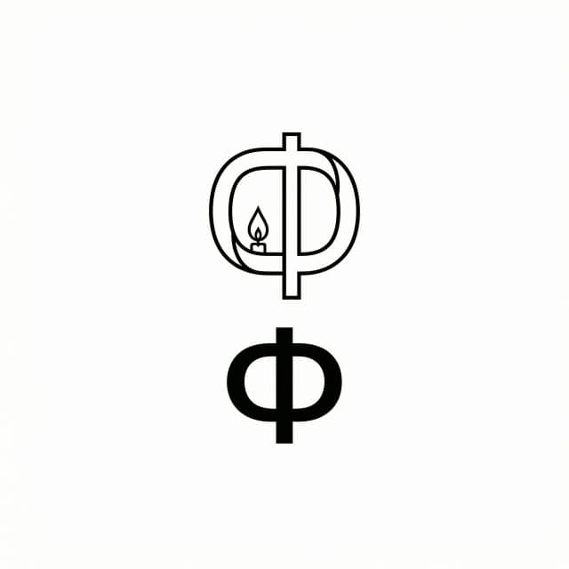 Vector logo for a self‑employed festive catering master. Style: minimalist line art, thin strokes, elegant negative space, geometric simplicity. Monogram: stylized “Ф” with subtle curves that evoke a folded napkin and a candle flame (symbolizing celebration and homey comfort). No extra icons, only the letter and two tiny shapes. Font: geometric grotesque, bold weight, compact proportions, centered under the symbol. Designed for maximum legibility at small sizes. No background, sharp vector quality, 3000×3000 px.