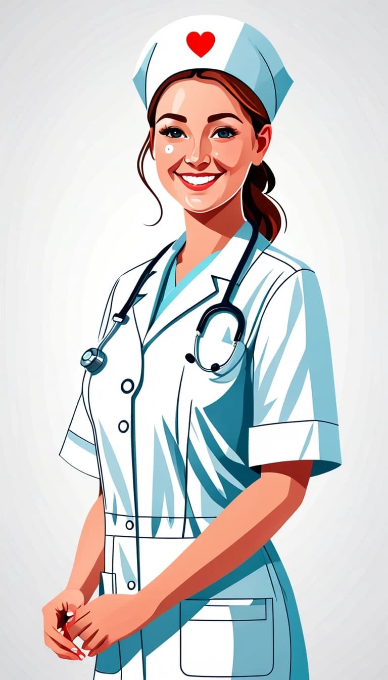 Professional vector graphics on a pristine white background. realictic Nurse smiling, pressure measurement, heart health.