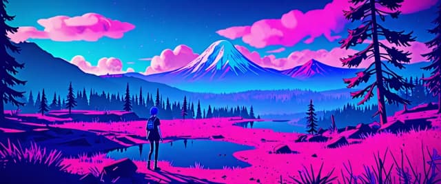 пейзаж природы арт life is strange хлоя прайс ретро рейв стиль неон цвет индиго