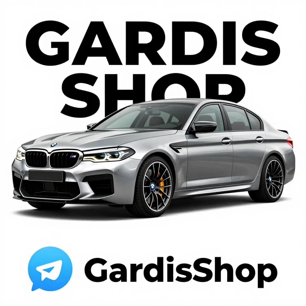 Добавь персонажа и текст GARDIS SHOP И ниже @GardisShop с иконкой телеграмма добавь много деталий подсветку задний фон и чтобы зади стояла bmv m5 f90