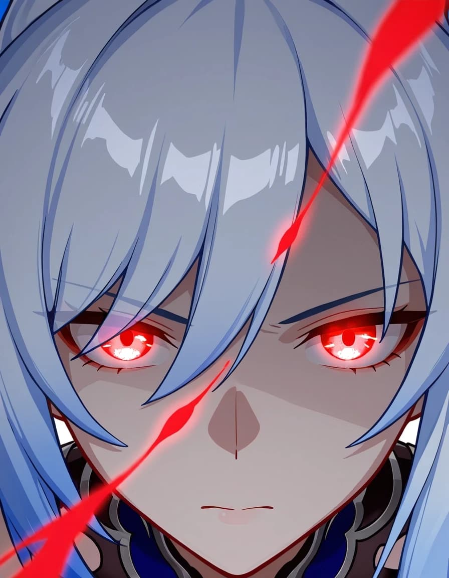 1girl, Jingliu, Honkai: Star Rail, glowing red eyes, intense gaze, high eye detail, masterpiece, do not change the rest