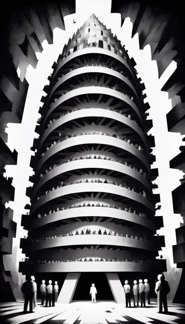 A psychosocial structure that doesn't exist but occupies space. Jagged, incomplete, humming at a frequency just below hearing. No color, only the idea